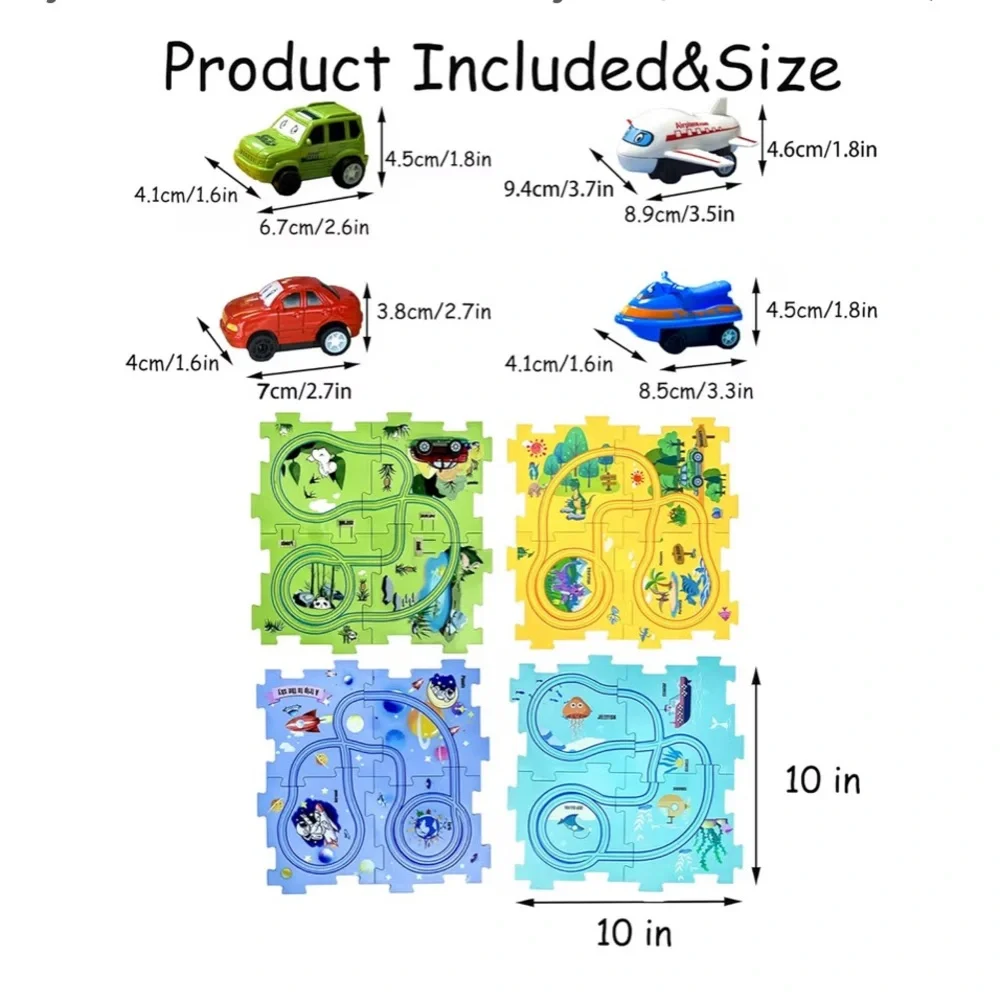 Puzzle Racer Kids Track Set, Toys for toddlers . Jet ski ocean scene